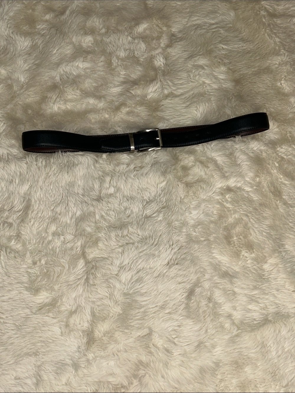Dockers Classic Black/Brown Reversible Leather Belt with Silver Buckle